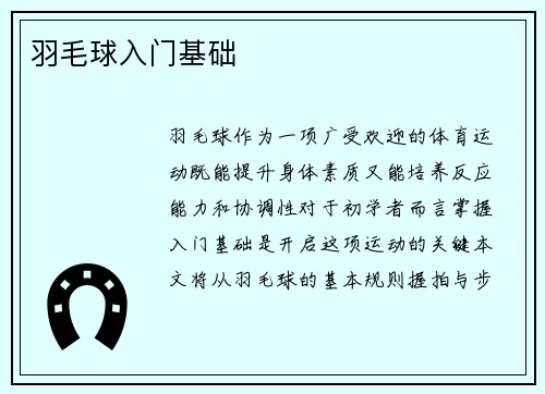 羽毛球入门基础